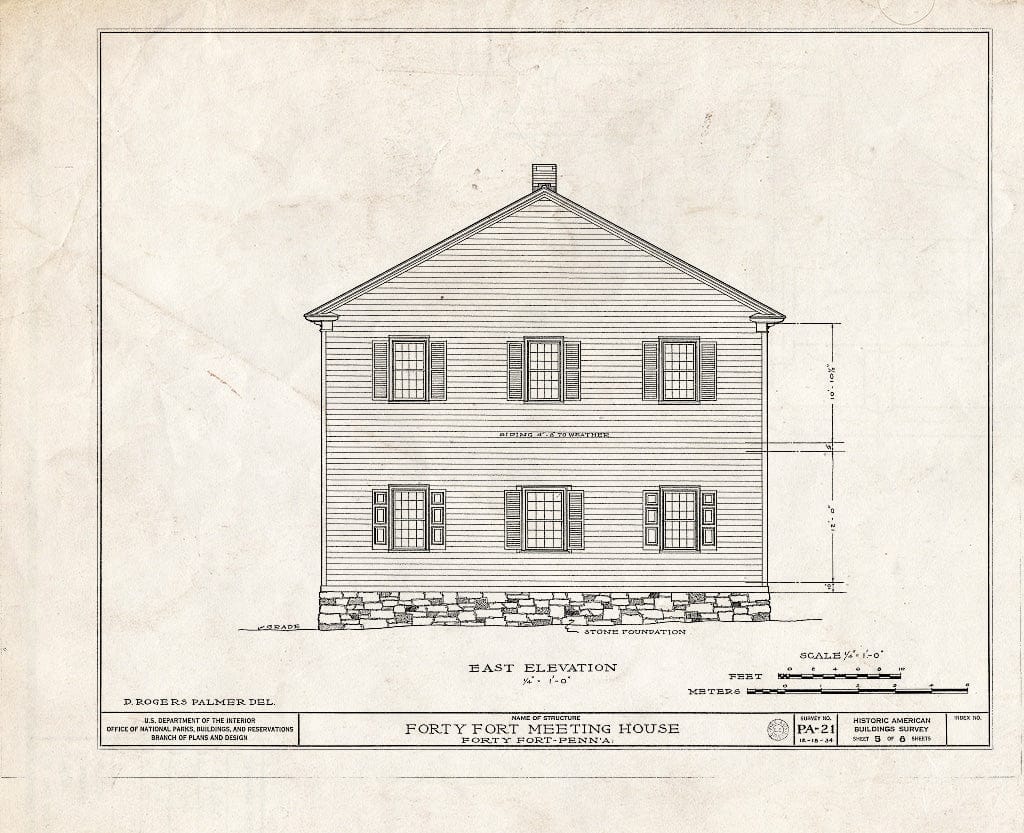 Blueprint HABS PA,40-FOFO,1- (Sheet 5 of 8) - Forty Fort Meetinghouse, River Street, Forty Fort, Luzerne County, PA