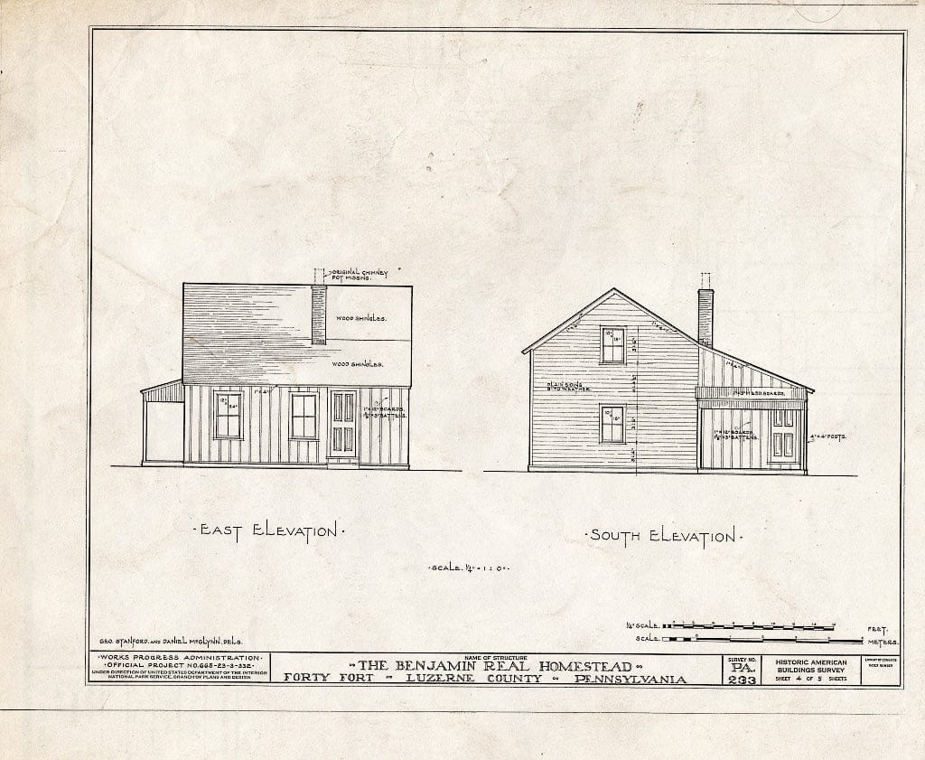 Blueprint HABS PA,40-FOFO,5- (Sheet 4 of 5) - Benjamin Real Homestead, 318 River Street, Forty Fort, Luzerne County, PA