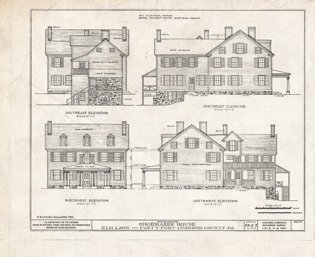 Blueprint HABS PA,40-FOFO,2- (Sheet 2 of 6) - Shoemaker House, 1577 Wyoming Avenue, Forty Fort, Luzerne County, PA