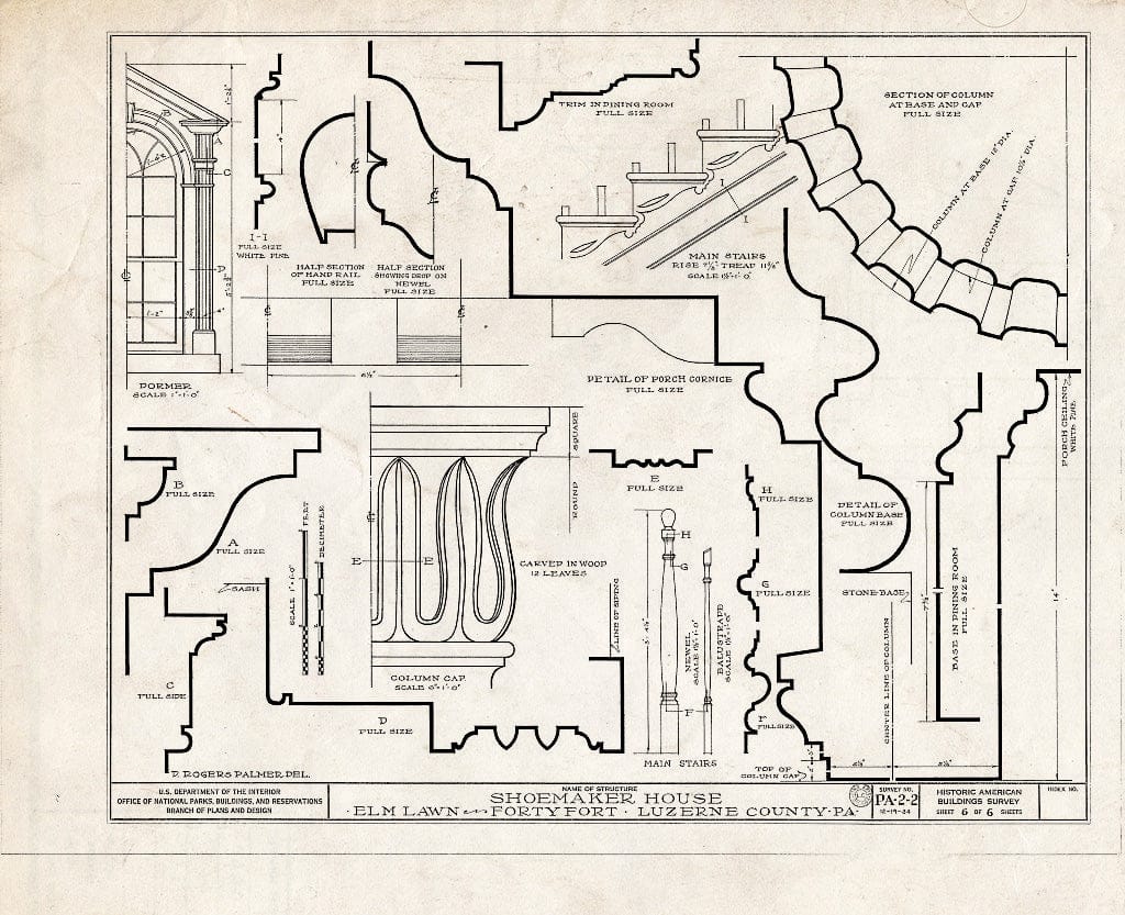 Blueprint HABS PA,40-FOFO,2- (Sheet 6 of 6) - Shoemaker House, 1577 Wyoming Avenue, Forty Fort, Luzerne County, PA