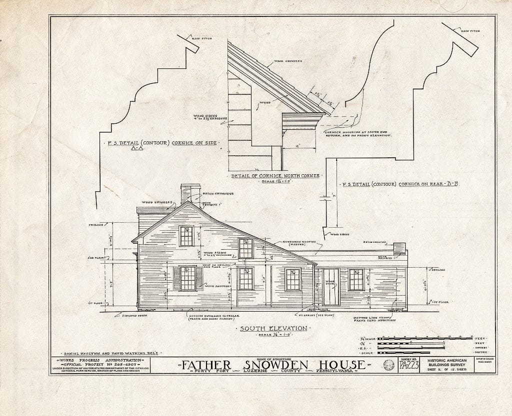 Blueprint HABS PA,40-FOFO,4- (Sheet 5 of 15) - Father Snowden House, 991 Wyoming Avenue, Forty Fort, Luzerne County, PA