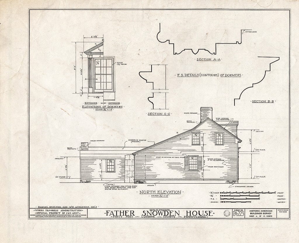 Blueprint HABS PA,40-FOFO,4- (Sheet 6 of 15) - Father Snowden House, 991 Wyoming Avenue, Forty Fort, Luzerne County, PA