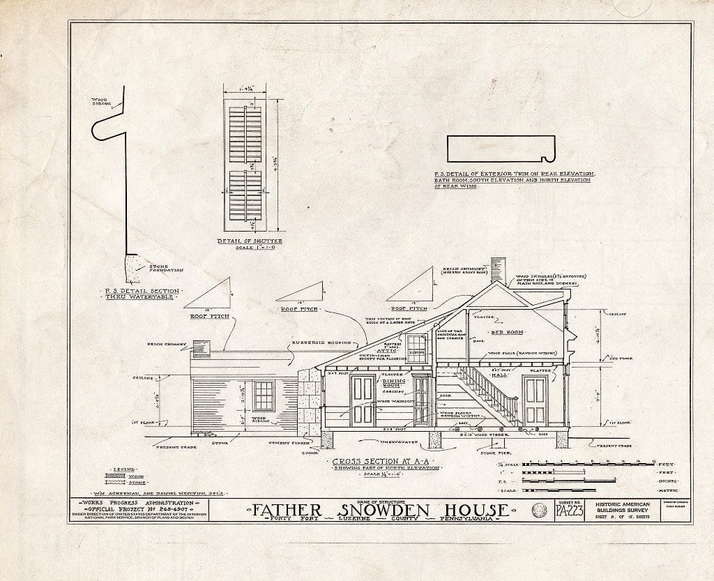 Blueprint HABS PA,40-FOFO,4- (Sheet 8 of 15) - Father Snowden House, 991 Wyoming Avenue, Forty Fort, Luzerne County, PA