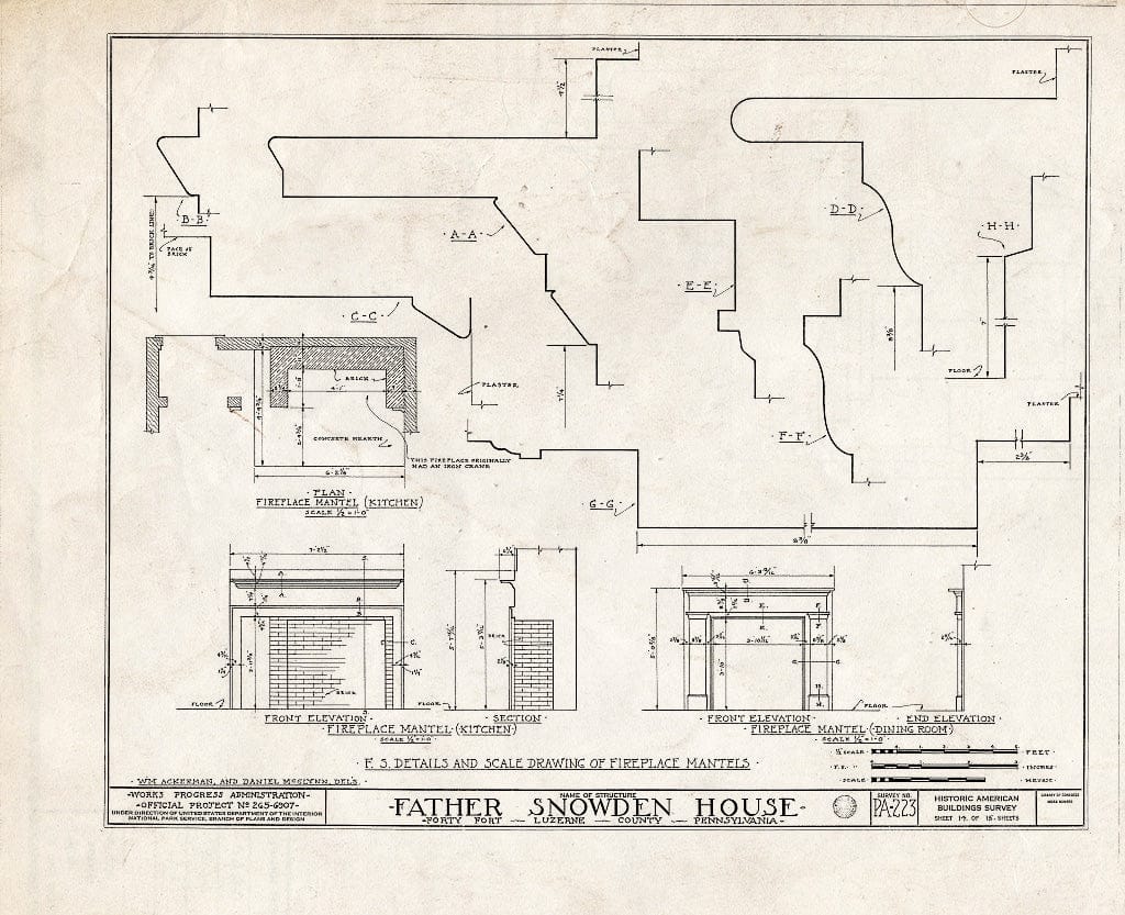 Blueprint HABS PA,40-FOFO,4- (Sheet 14 of 15) - Father Snowden House, 991 Wyoming Avenue, Forty Fort, Luzerne County, PA