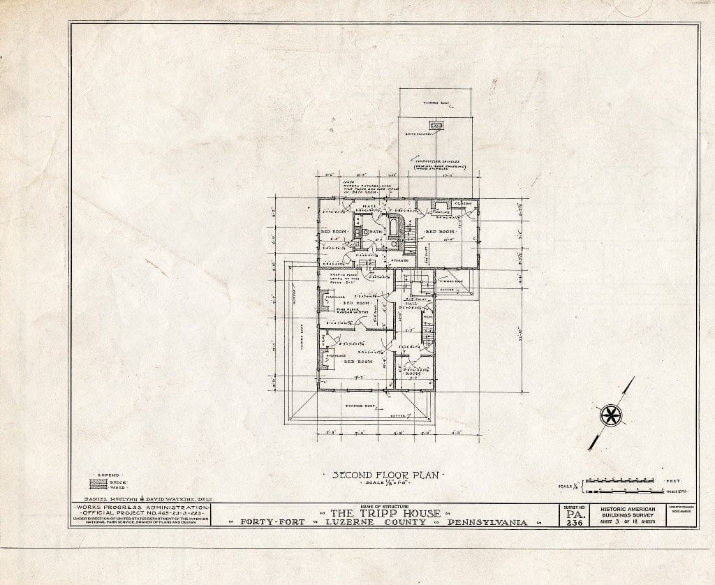 Blueprint HABS PA,40-FOFO,6- (Sheet 3 of 18) - The Tripp House, 1086 Wyoming Avenue, Forty Fort, Luzerne County, PA