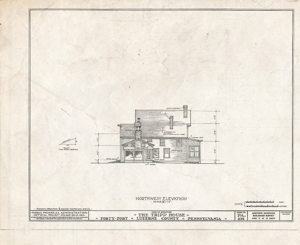 Blueprint HABS PA,40-FOFO,6- (Sheet 6 of 18) - The Tripp House, 1086 Wyoming Avenue, Forty Fort, Luzerne County, PA