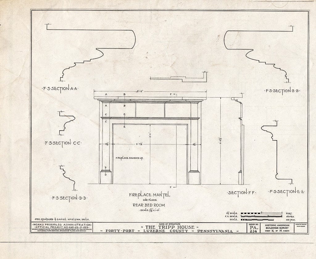Blueprint HABS PA,40-FOFO,6- (Sheet 16 of 18) - The Tripp House, 1086 Wyoming Avenue, Forty Fort, Luzerne County, PA