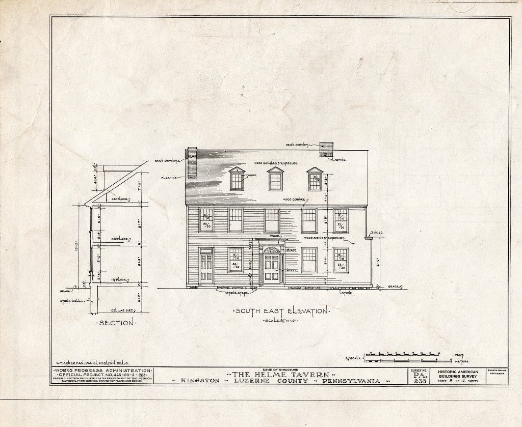 Blueprint HABS PA,40-King,1- (Sheet 5 of 16) - The Helme Tavern, 238 Wyoming Avenue, Kingston, Luzerne County, PA