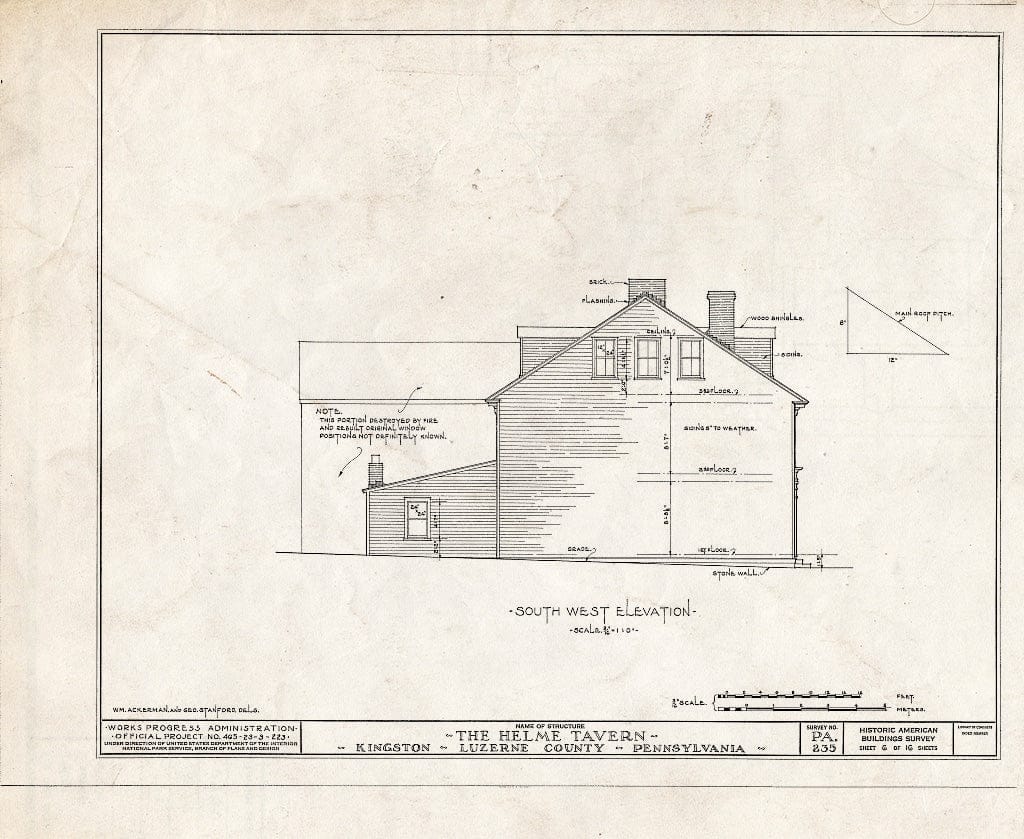 Blueprint HABS PA,40-King,1- (Sheet 6 of 16) - The Helme Tavern, 238 Wyoming Avenue, Kingston, Luzerne County, PA