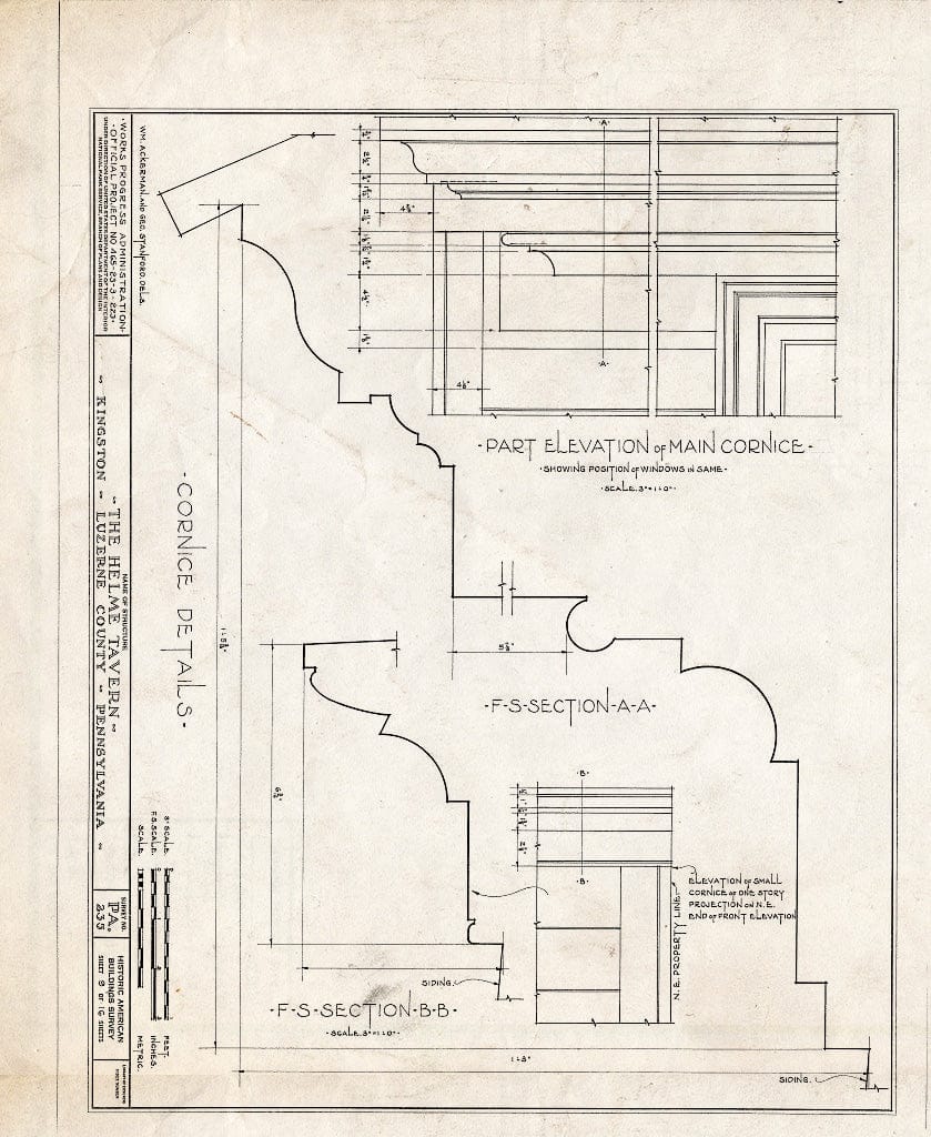 Blueprint HABS PA,40-King,1- (Sheet 9 of 16) - The Helme Tavern, 238 Wyoming Avenue, Kingston, Luzerne County, PA