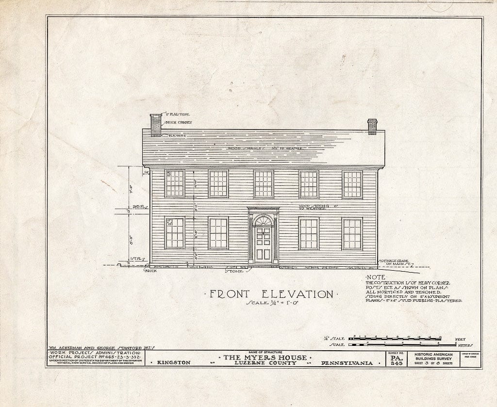 Blueprint HABS PA,40-King,2- (Sheet 3 of 8) - Lawrence Meyers House, 98 Main Street, Kingston, Luzerne County, PA