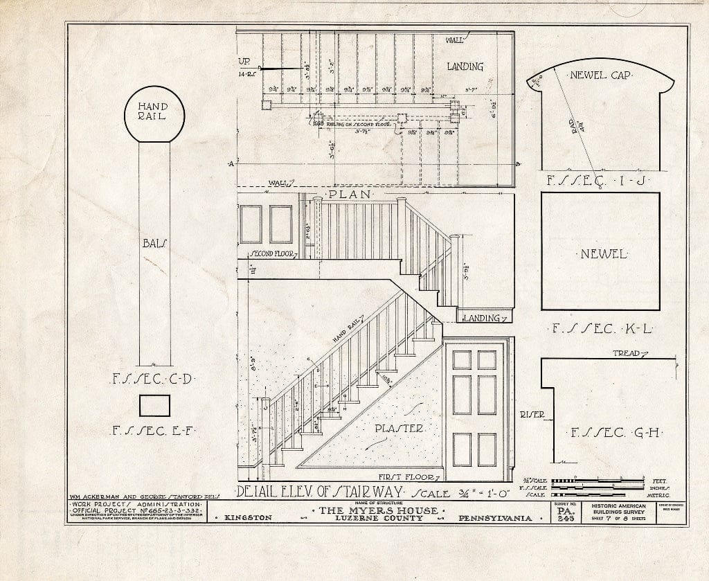Blueprint HABS PA,40-King,2- (Sheet 7 of 8) - Lawrence Meyers House, 98 Main Street, Kingston, Luzerne County, PA