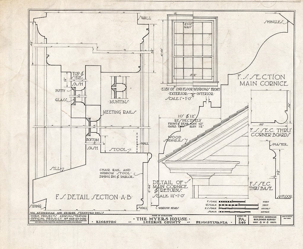 Blueprint HABS PA,40-King,2- (Sheet 8 of 8) - Lawrence Meyers House, 98 Main Street, Kingston, Luzerne County, PA