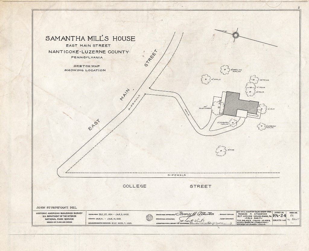 Blueprint HABS PA,40-NANT,1- (Sheet 0 of 6) - Samantha Mill House, 493 East Main Street, Nanticoke, Luzerne County, PA