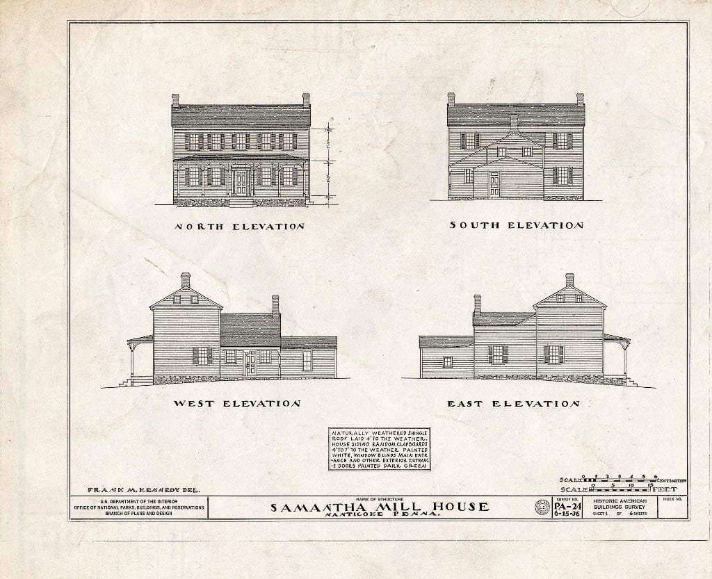 Blueprint HABS PA,40-NANT,1- (Sheet 1 of 6) - Samantha Mill House, 493 East Main Street, Nanticoke, Luzerne County, PA