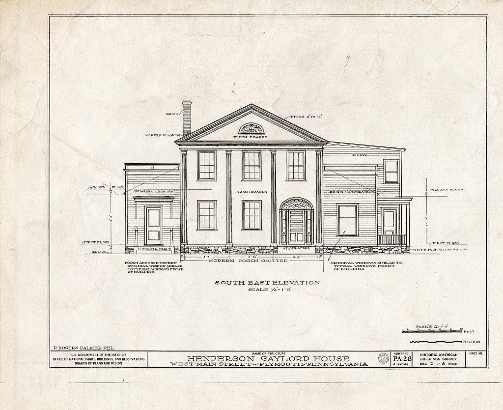 Blueprint HABS PA,40-PLYM,1- (Sheet 2 of 8) - Henderson Gaylord House, 135 West Main Street, Plymouth, Luzerne County, PA