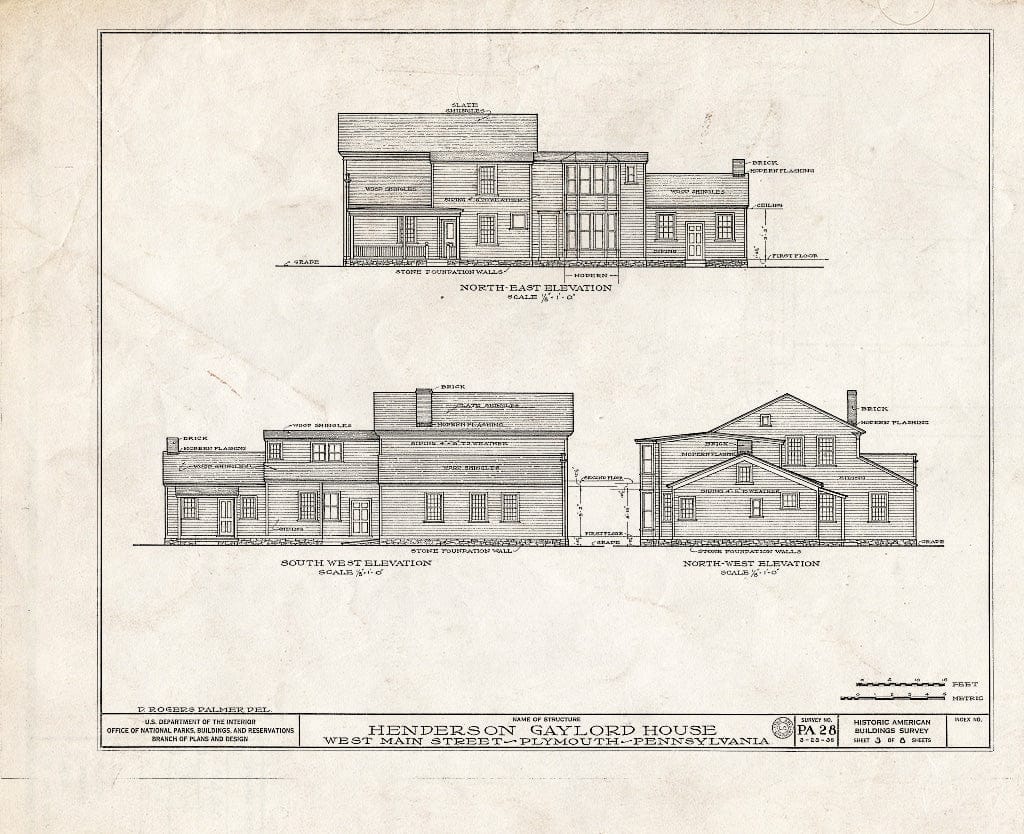 Blueprint HABS PA,40-PLYM,1- (Sheet 3 of 8) - Henderson Gaylord House, 135 West Main Street, Plymouth, Luzerne County, PA