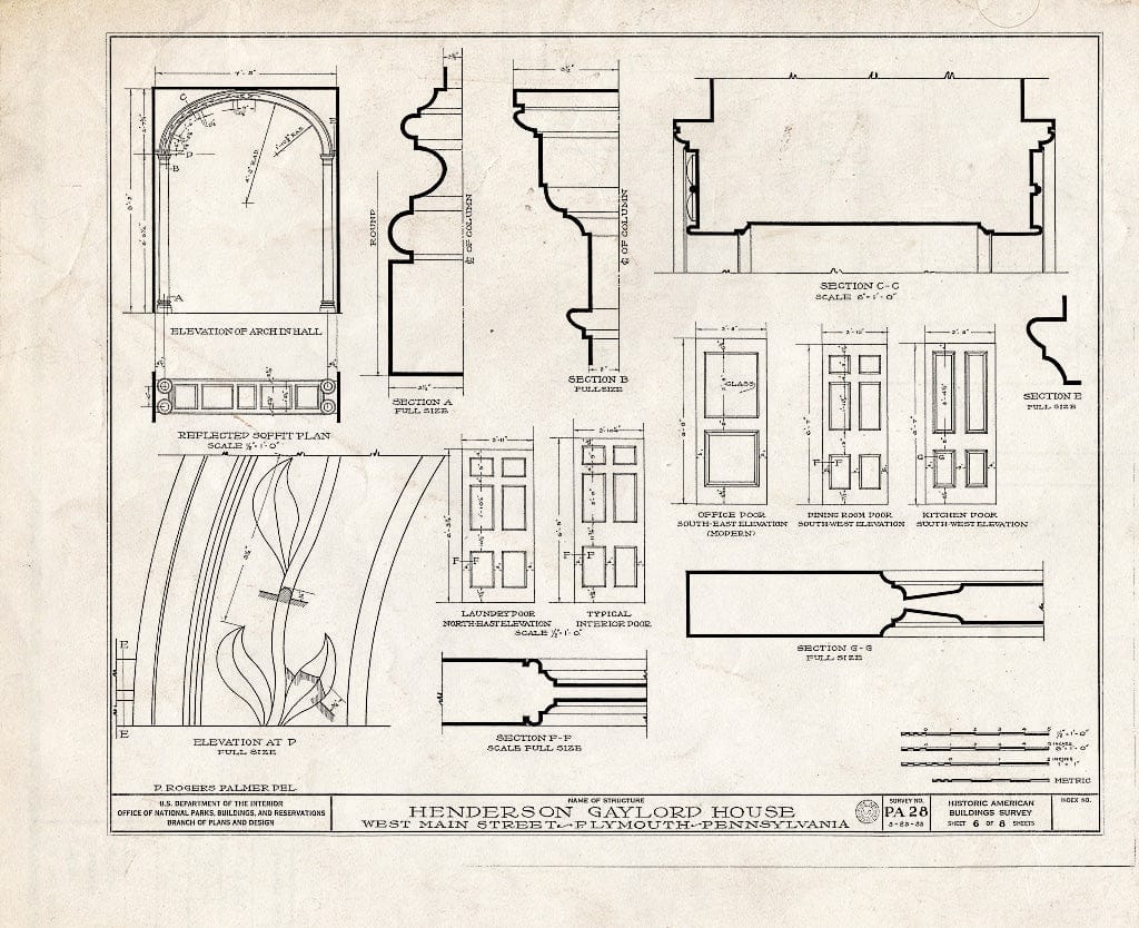 Blueprint HABS PA,40-PLYM,1- (Sheet 6 of 8) - Henderson Gaylord House, 135 West Main Street, Plymouth, Luzerne County, PA