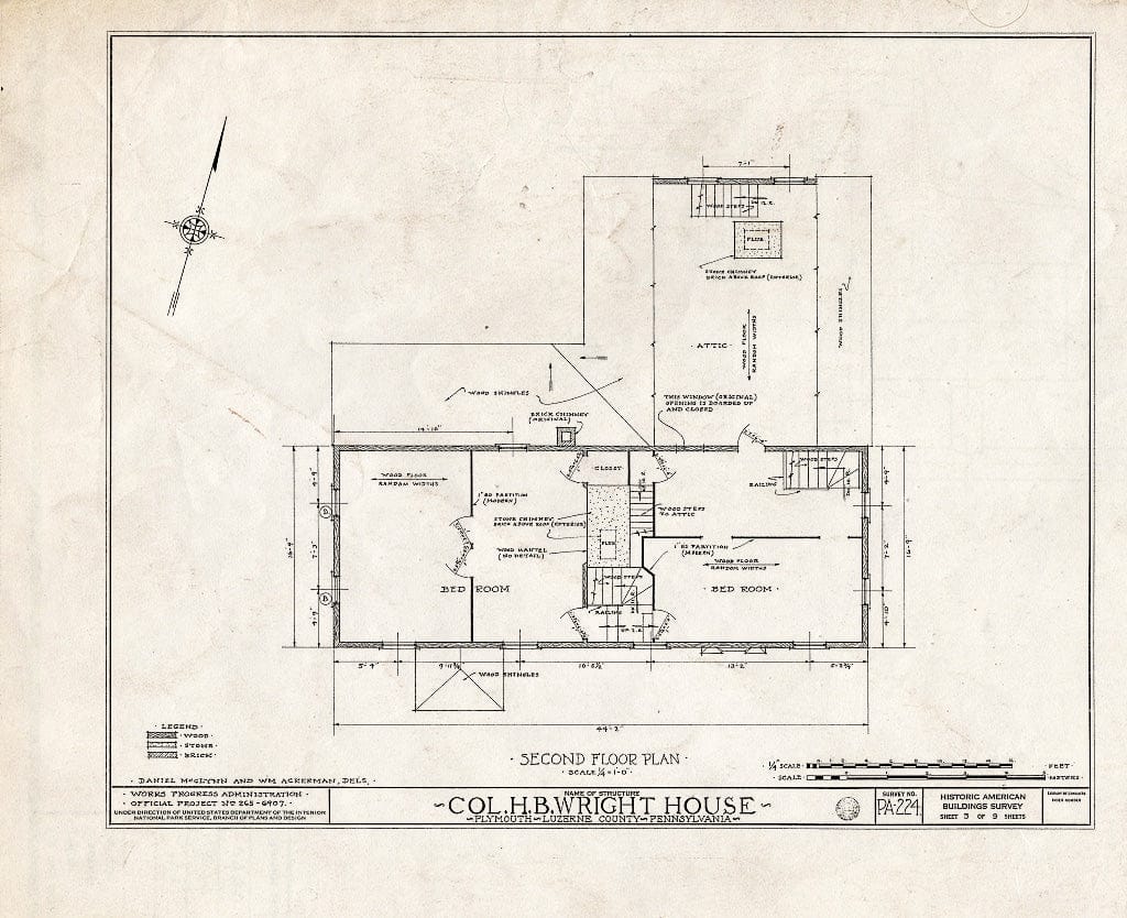 Blueprint HABS PA,40-PLYM,2- (Sheet 3 of 9) - Colonel H. B. Wright House, 843-845 West Main Street, Plymouth, Luzerne County, PA