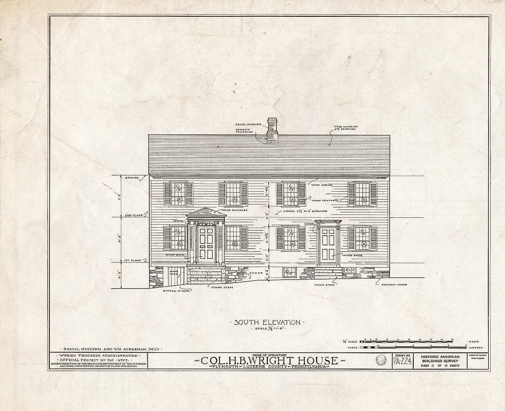 Blueprint HABS PA,40-PLYM,2- (Sheet 4 of 9) - Colonel H. B. Wright House, 843-845 West Main Street, Plymouth, Luzerne County, PA