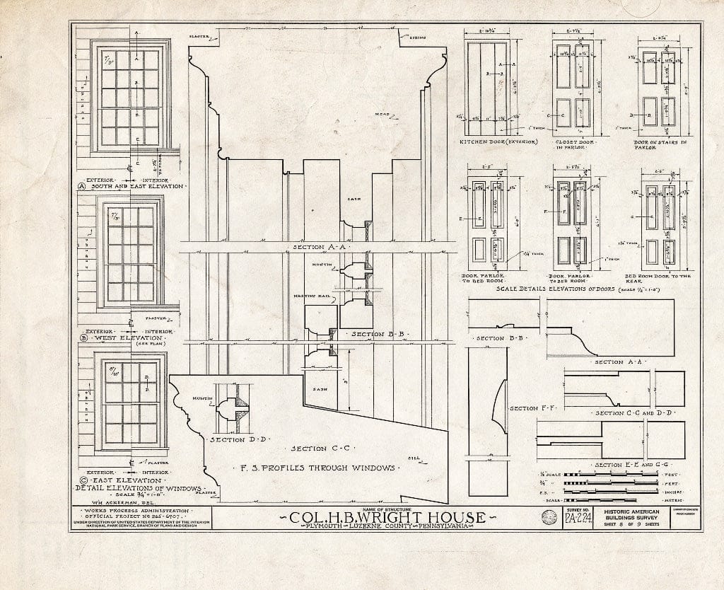 Blueprint HABS PA,40-PLYM,2- (Sheet 8 of 9) - Colonel H. B. Wright House, 843-845 West Main Street, Plymouth, Luzerne County, PA