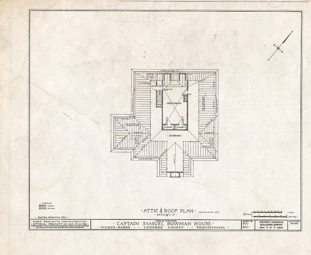 Blueprint HABS PA,40-WILB,3- (Sheet 3 of 15) - Captain Samuel Bowman House, 220 North Main Street, Wilkes-Barre, Luzerne County, PA