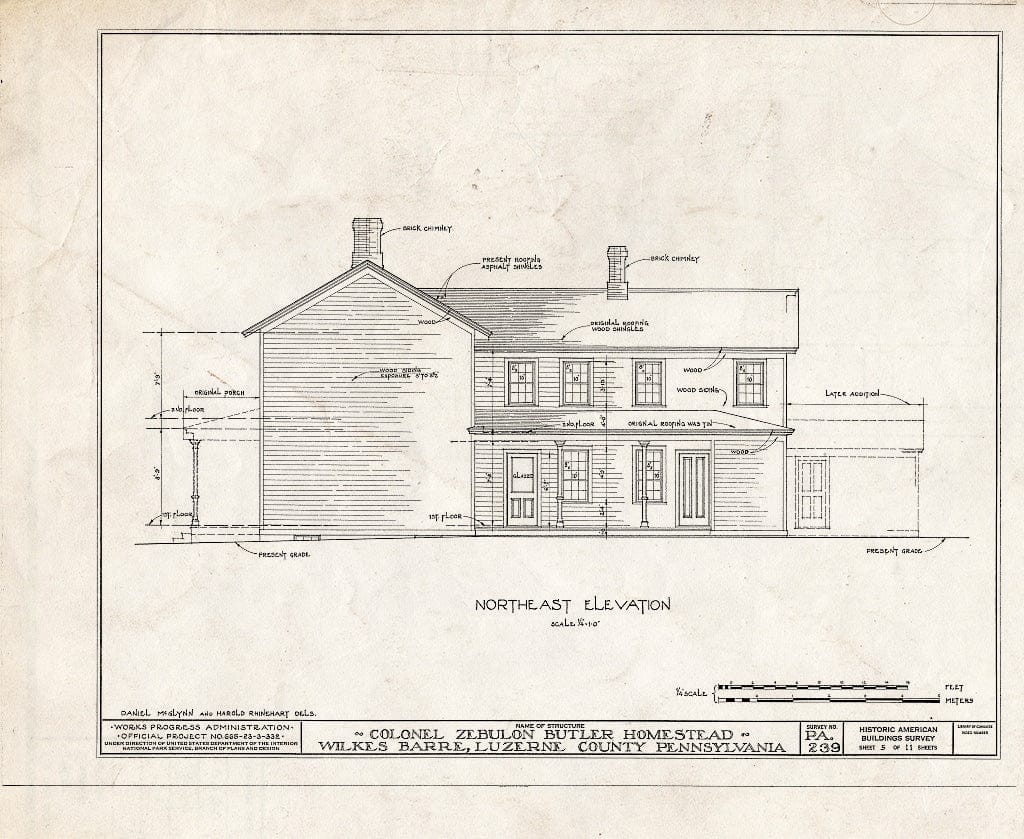 Blueprint HABS PA,40-WILB,2- (Sheet 5 of 11) - Colonel Zebulon Butler Homestead, 313 South River Street, Wilkes-Barre, Luzerne County, PA