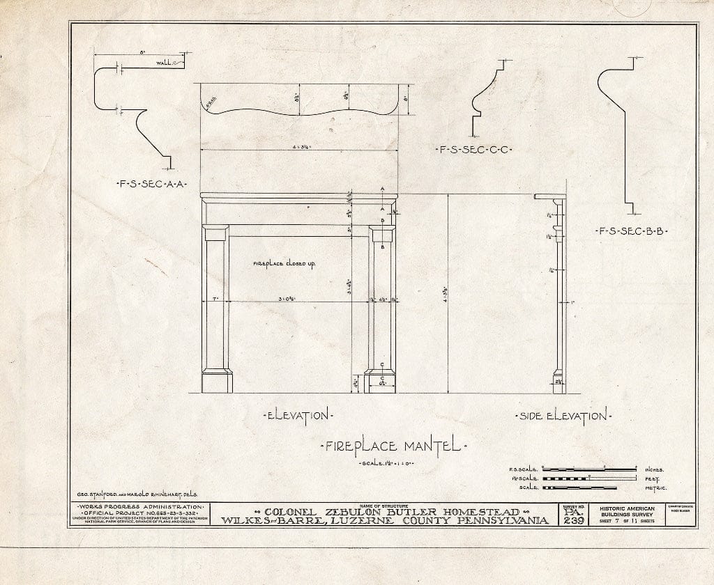 Blueprint HABS PA,40-WILB,2- (Sheet 7 of 11) - Colonel Zebulon Butler Homestead, 313 South River Street, Wilkes-Barre, Luzerne County, PA