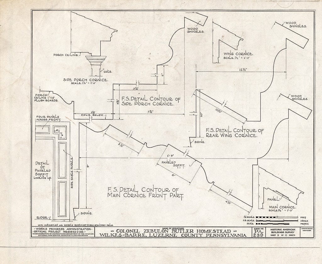 Blueprint HABS PA,40-WILB,2- (Sheet 9 of 11) - Colonel Zebulon Butler Homestead, 313 South River Street, Wilkes-Barre, Luzerne County, PA