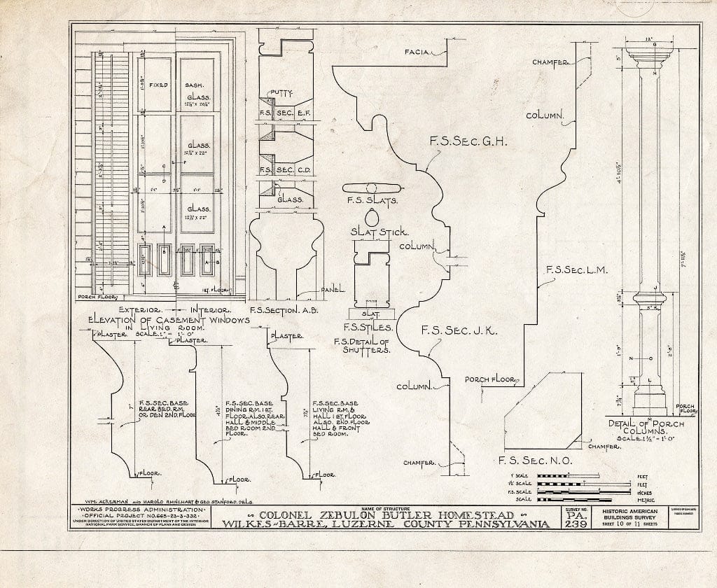 Blueprint HABS PA,40-WILB,2- (Sheet 10 of 11) - Colonel Zebulon Butler Homestead, 313 South River Street, Wilkes-Barre, Luzerne County, PA