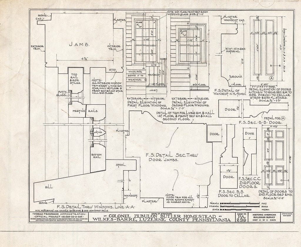 Blueprint HABS PA,40-WILB,2- (Sheet 11 of 11) - Colonel Zebulon Butler Homestead, 313 South River Street, Wilkes-Barre, Luzerne County, PA