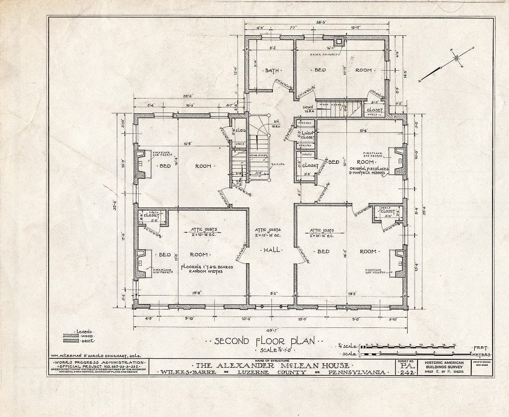 Blueprint HABS PA,40-WILB,4- (Sheet 2 of 11) - Alexander McLean House, 156 Carey Avenue, Wilkes-Barre, Luzerne County, PA