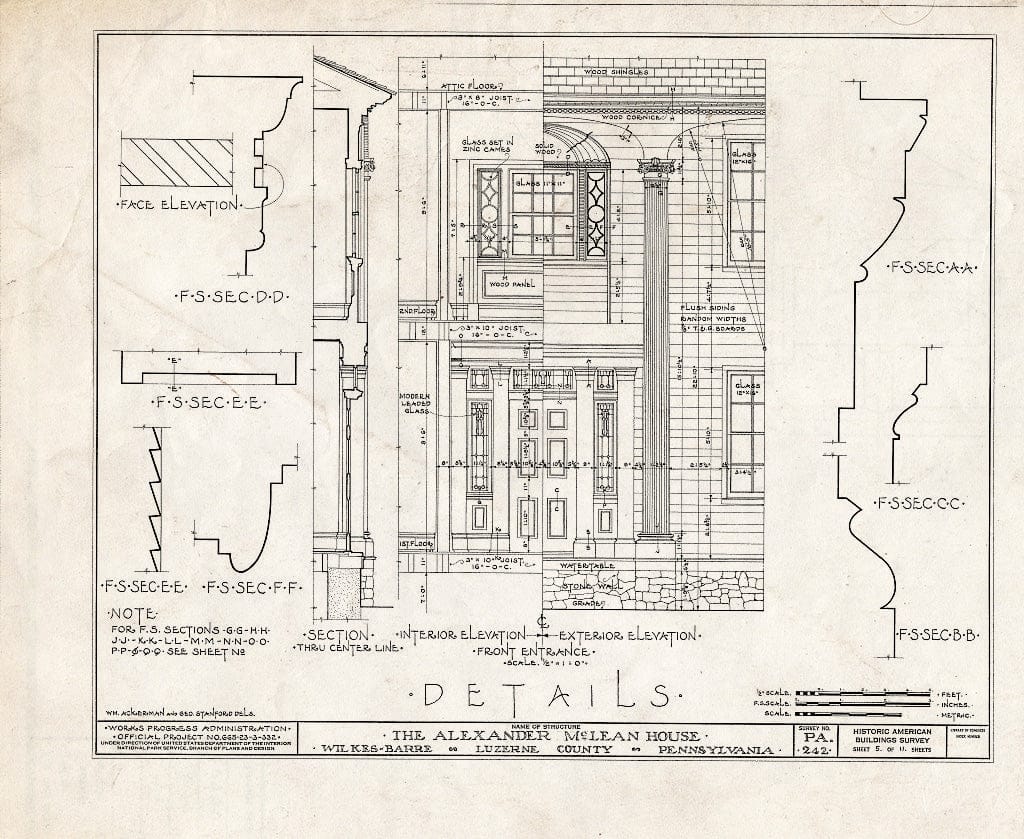 Blueprint HABS PA,40-WILB,4- (Sheet 5 of 11) - Alexander McLean House, 156 Carey Avenue, Wilkes-Barre, Luzerne County, PA