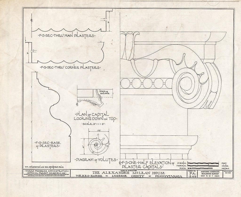 Blueprint HABS PA,40-WILB,4- (Sheet 8 of 11) - Alexander McLean House, 156 Carey Avenue, Wilkes-Barre, Luzerne County, PA