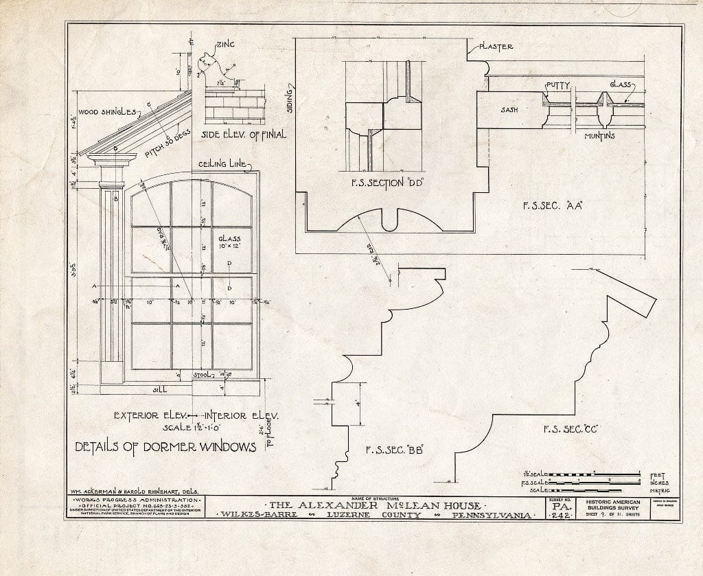 Blueprint HABS PA,40-WILB,4- (Sheet 9 of 11) - Alexander McLean House, 156 Carey Avenue, Wilkes-Barre, Luzerne County, PA