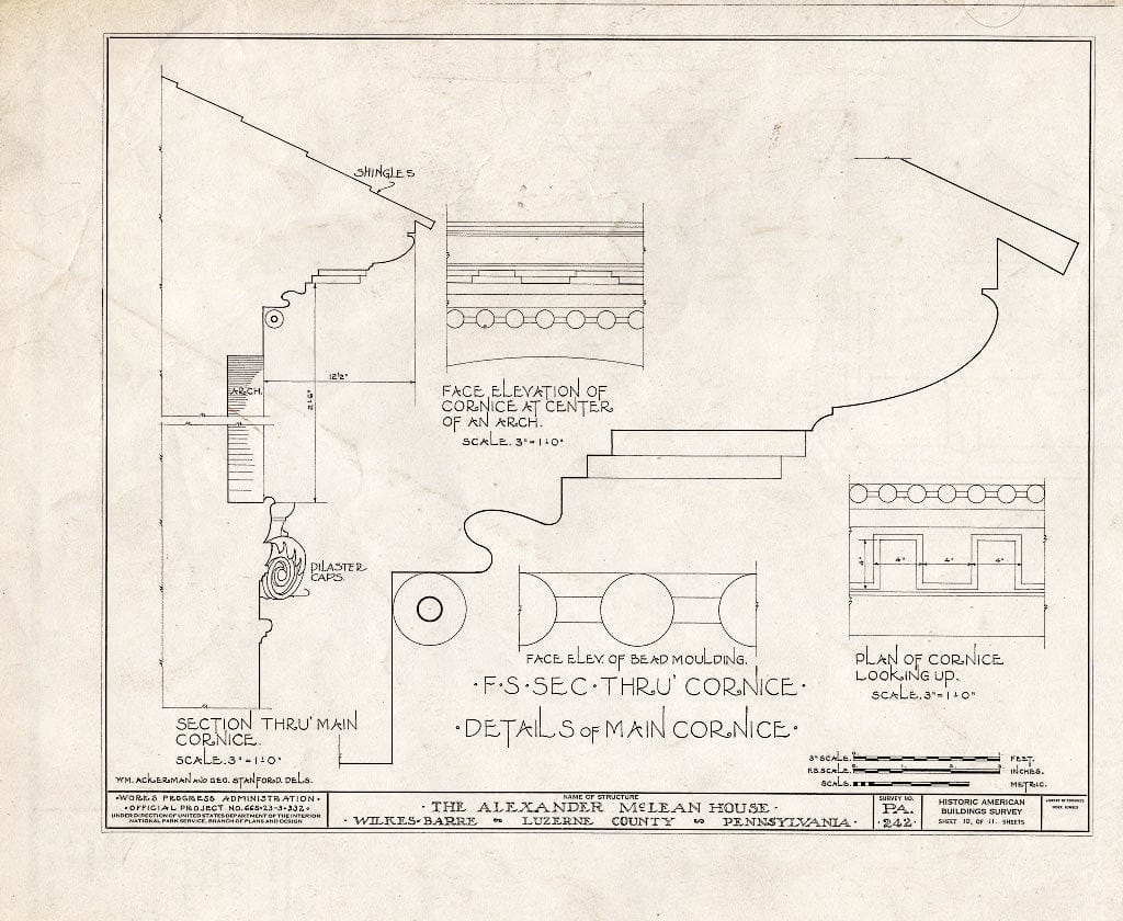 Blueprint HABS PA,40-WILB,4- (Sheet 10 of 11) - Alexander McLean House, 156 Carey Avenue, Wilkes-Barre, Luzerne County, PA