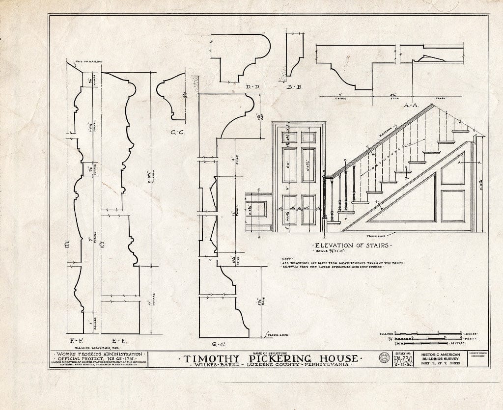Blueprint HABS PA,40-WILB,1- (Sheet 2 of 7) - Timothy Pickering House, 130 South Main Street, Wilkes-Barre, Luzerne County, PA