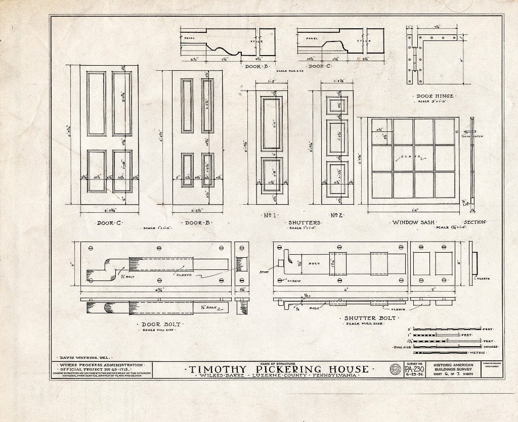 Blueprint HABS PA,40-WILB,1- (Sheet 6 of 7) - Timothy Pickering House, 130 South Main Street, Wilkes-Barre, Luzerne County, PA
