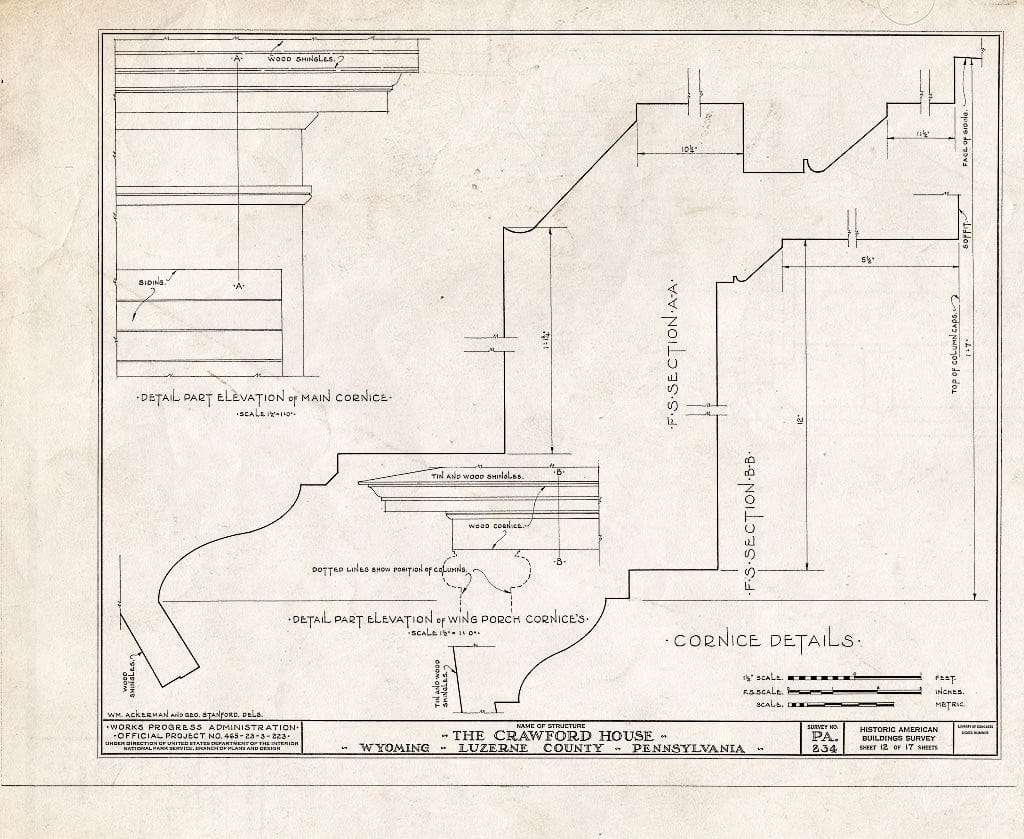 Blueprint HABS PA,40-WYOM,4- (Sheet 12 of 17) - Crawford House, 482 Wyoming Avenue, Wyoming, Luzerne County, PA