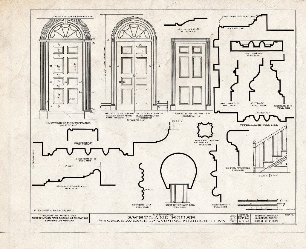 Blueprint HABS PA,40-WYOM,1- (Sheet 5 of 7) - Swetland House, 885 Wyoming Avenue, Wyoming, Luzerne County, PA
