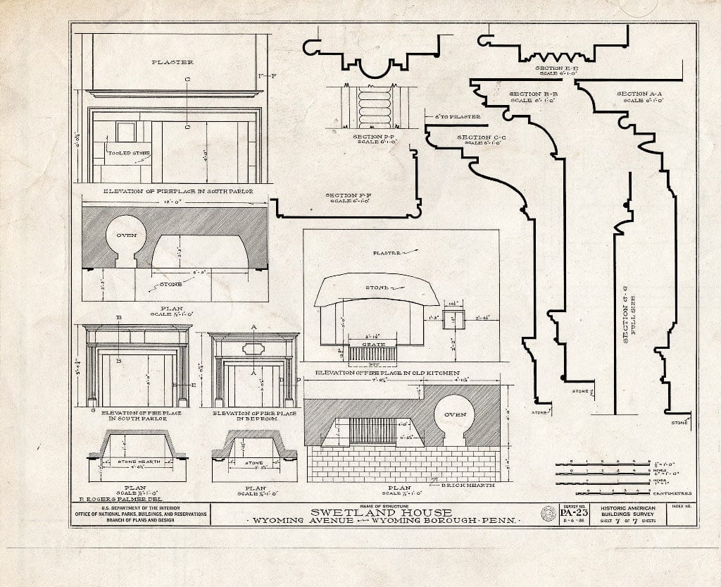 Blueprint HABS PA,40-WYOM,1- (Sheet 7 of 7) - Swetland House, 885 Wyoming Avenue, Wyoming, Luzerne County, PA