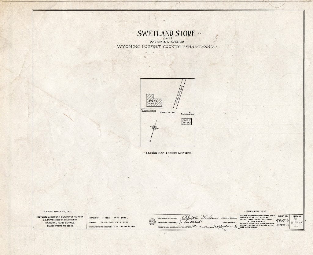 Blueprint HABS PA,40-WYOM,3- (Sheet 0 of 9) - Swetland Store, 828 Wyoming Avenue, Wyoming, Luzerne County, PA