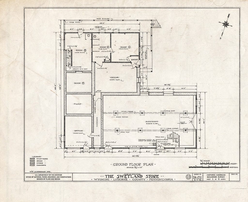 Blueprint HABS PA,40-WYOM,3- (Sheet 1 of 9) - Swetland Store, 828 Wyoming Avenue, Wyoming, Luzerne County, PA