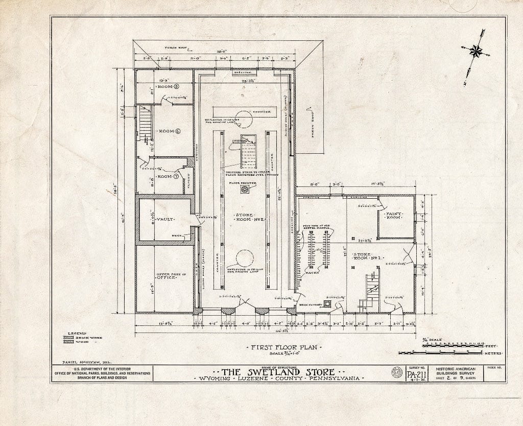 Blueprint HABS PA,40-WYOM,3- (Sheet 2 of 9) - Swetland Store, 828 Wyoming Avenue, Wyoming, Luzerne County, PA