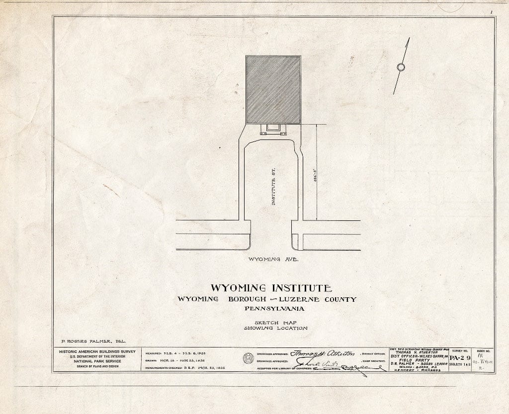 Blueprint HABS PA,40-WYOM,2- (Sheet 0 of 2) - Wyoming Institute, Institute Street, Wyoming, Luzerne County, PA