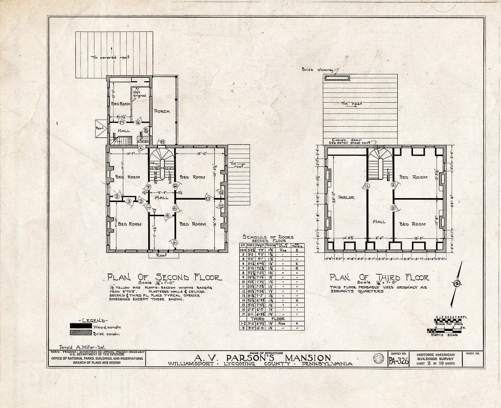 Blueprint HABS PA,41-WILPO,1- (Sheet 2 of 19) - Judge A. V. Parson Mansion, 5 East Fourth Street, Williamsport, Lycoming County, PA
