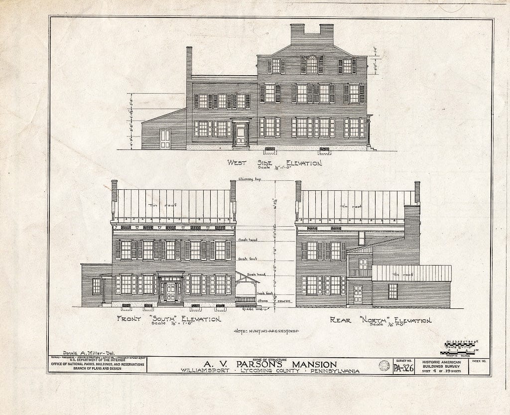 Blueprint HABS PA,41-WILPO,1- (Sheet 4 of 19) - Judge A. V. Parson Mansion, 5 East Fourth Street, Williamsport, Lycoming County, PA
