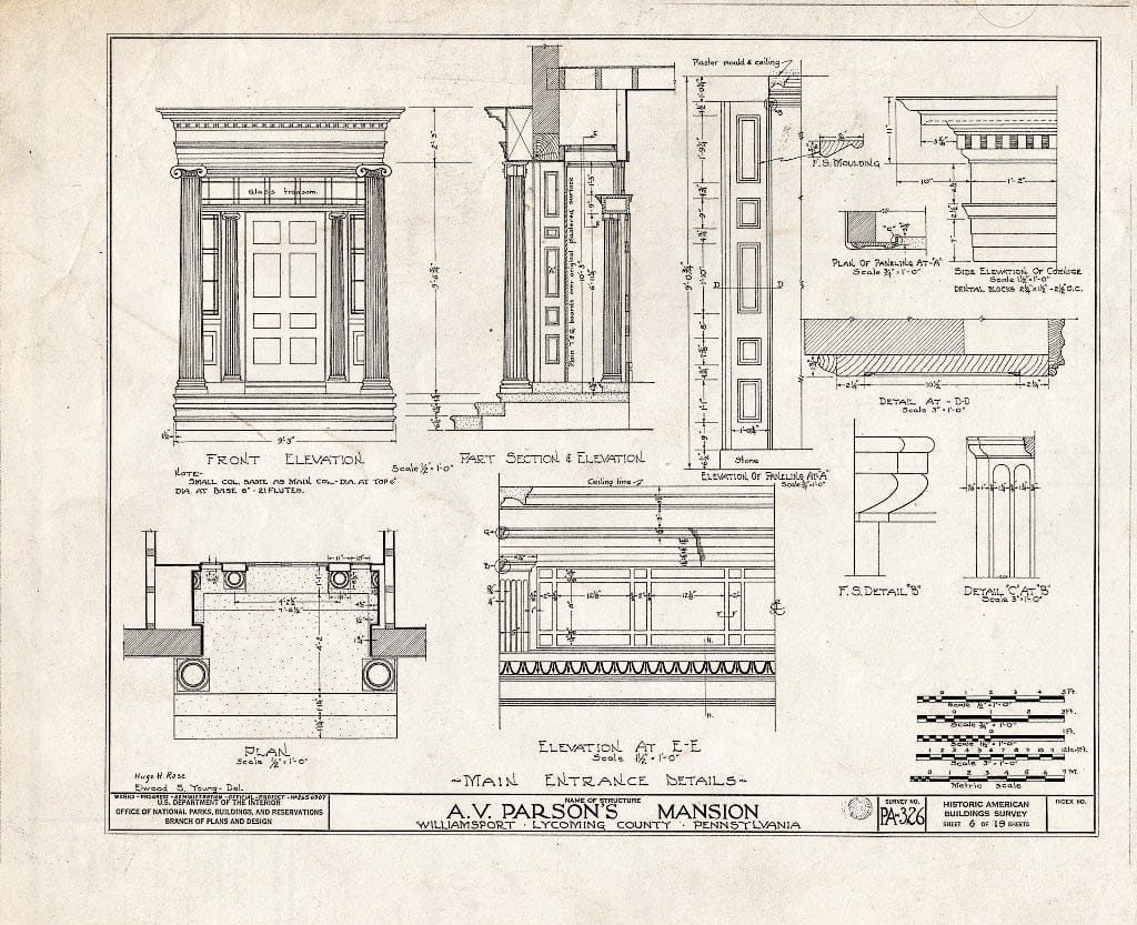 Blueprint HABS PA,41-WILPO,1- (Sheet 6 of 19) - Judge A. V. Parson Mansion, 5 East Fourth Street, Williamsport, Lycoming County, PA