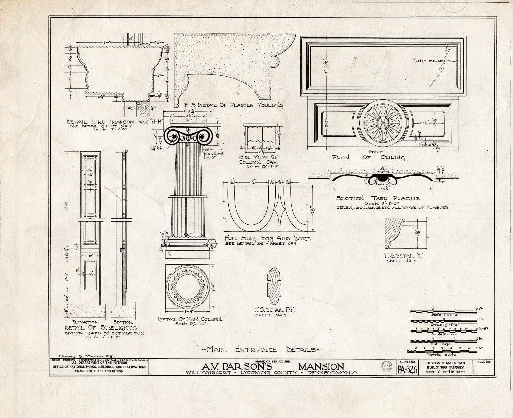 Blueprint HABS PA,41-WILPO,1- (Sheet 7 of 19) - Judge A. V. Parson Mansion, 5 East Fourth Street, Williamsport, Lycoming County, PA