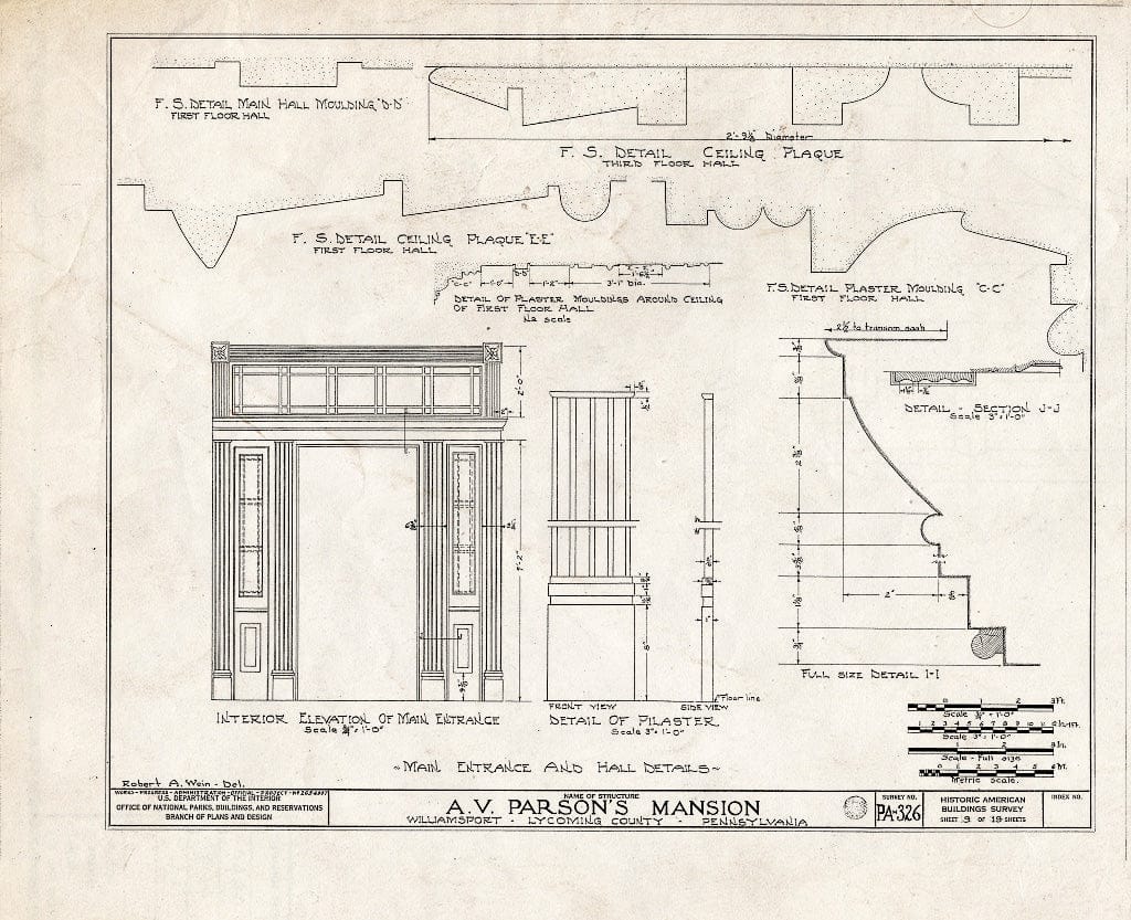 Blueprint HABS PA,41-WILPO,1- (Sheet 9 of 19) - Judge A. V. Parson Mansion, 5 East Fourth Street, Williamsport, Lycoming County, PA